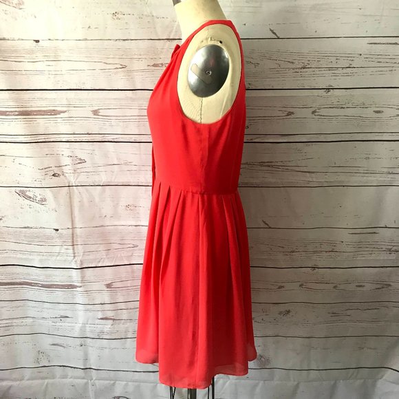 Parker NY Women's Orange Nicole Stud-Front Sleeveless 100% Silk Dress - Picture 4 of 10